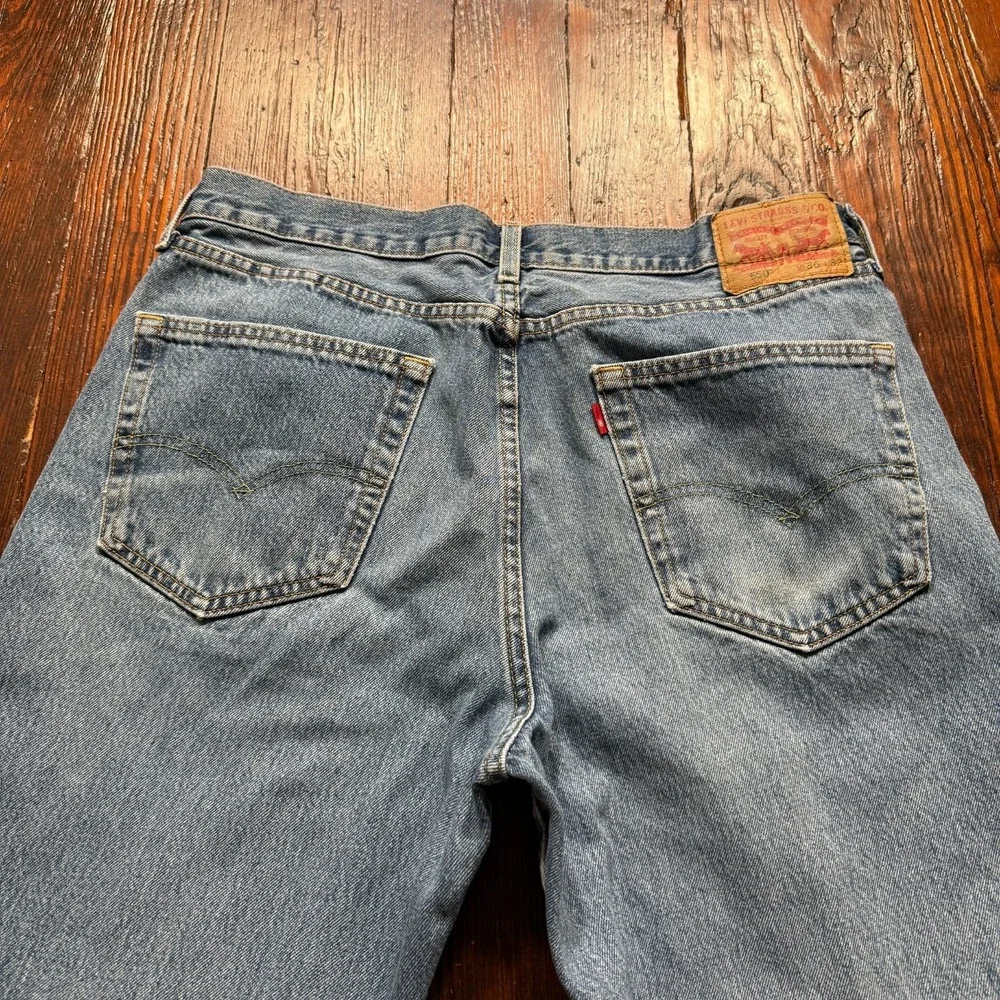Levis 550 Jeans‎ Mens 36x32 Blue Relaxed Straight Faded Whiskers